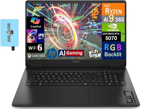 HP OMEN AI Gaming Mame Captop 17.3 "240Hz IPS QHD Display (AMD RYZEN AI 9 365 ، GEFORCE RTX 5070 8GB ، 64GB DDR5 ، 4TB PCIE SSD ، RGB KB ، WIFI 6 ، WebCAM ، Bluetooth 5.4 ، Win 11 in Kuwait