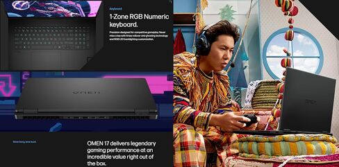 HP OMEN AI Gaming Mame Captop 17.3 "240Hz IPS QHD Display (AMD RYZEN AI 9 365 ، GEFORCE RTX 5070 8GB ، 64GB DDR5 ، 4TB PCIE SSD ، RGB KB ، WIFI 6 ، WebCAM ، Bluetooth 5.4 ، Win 11 in Kuwait
