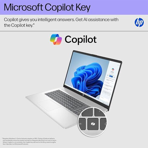 HP 17.3 بوصة كمبيوتر محمول ، شاشة FHD ، AMD Ryzen 5 7430U ، ذاكرة الوصول العشوائي 16 جيجابايت ، 512 جيجا بايت SSD ، AMD Radeon Graphics ، Windows 11 Pro ، Natural Silver ، Webcam ، HDMI ، Wi-Fi 6 ، Ai Copilot Key ، W/Mytrix ملحق in Kuwait