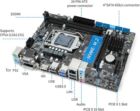 H310 LGA 1151 Motherboard, Gaming Mainborard Supports 8th 9th Generation Double Channel DDR4 Memory Slot Desktop Processors Motherboard for Lvy Bridge for LGA1151 Micro ATX DDR4 in Saudi Arabia