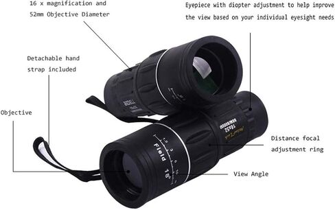 , BAK4 Monocular Compact Telescope–Zoom,16x Magnification Zoom Lens Telescope High Definition,Fully Multi Coated Optical Glass Lens in Saudi Arabia
