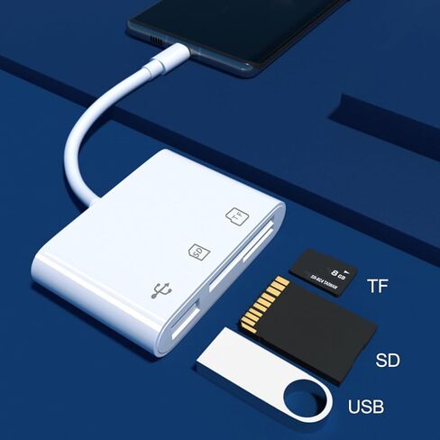 SD Card Reader, High-Speed Dual Slots& USB Port 3-in-1 USB C Memory Card Reader, SD Card Camera Adapter for MicroSD, SDHC, SDXC, TF in Saudi Arabia