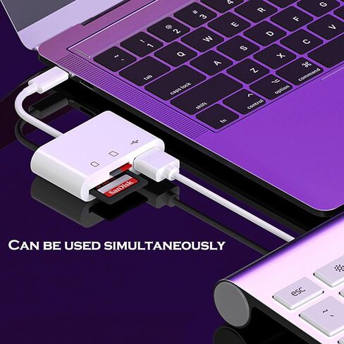 SD Card Reader, High-Speed Dual Slots& USB Port 3-in-1 USB C Memory Card Reader, SD Card Camera Adapter for MicroSD, SDHC, SDXC, TF in Saudi Arabia