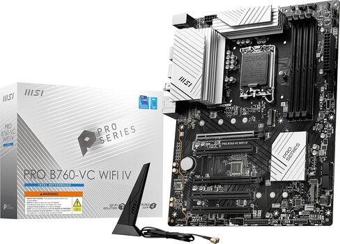 MSI Pro B760-VC WiFi IV Proseries اللوحة الأم (دعم معالجات Intel 14/13/12 ، LGA 1700 ، DDR5 ، PCIe 4.0 ، M.2 ، 2.5GBPS LAN ، USB 3.2 GEN2 ، WI-FI 7 ، Bluetooth 5.4 ، ATX) (READED) (READED) in Saudi Arabia