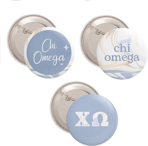 Chi Omega Buttons Pin Sorority Pink Floral 3 Pieces of Variety Buttons Pin Back Badge 2.25-inch chi o in Saudi Arabia