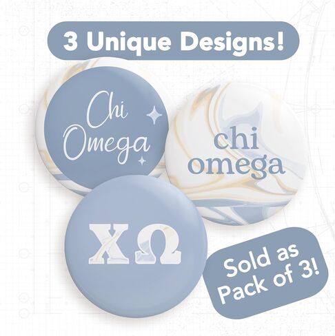 Chi Omega Buttons Pin Sorority Pink Floral 3 Pieces of Variety Buttons Pin Back Badge 2.25-inch chi o in Saudi Arabia