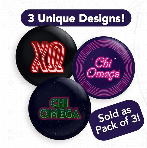 Chi Omega Buttons Pin Sorority Pink Floral 3 Pieces of Variety Buttons Pin Back Badge 2.25-inch chi o in Saudi Arabia