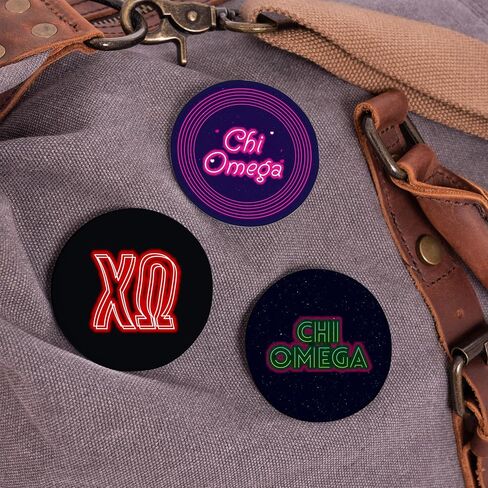 Chi Omega Buttons Pin Sorority Pink Floral 3 Pieces of Variety Buttons Pin Back Badge 2.25-inch chi o in Saudi Arabia