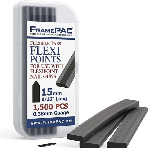 FramePac Flexipoint لإطارات الصور 15 مم (9/16 بوصة) [عبوة من 1500] - (AKA Point Drivers لتأطير الصور، متوافقة مع برنامج تشغيل نقطة المحرك المزدوج، نقاط الزجاج) in Kuwait