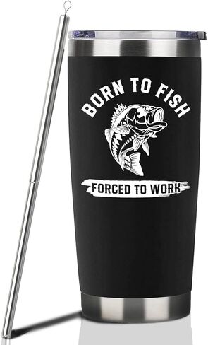 Fishing Tumbler Gifts with Handle For Men 40OZ Born to Fish Gift Stainless Steel Cups Fisherman Gifts For Dad Daddy Fish Mugs with Fish Father Day's Gift from Daught Son in Saudi Arabia