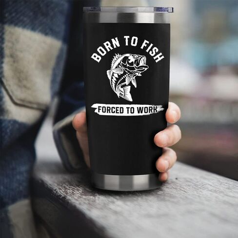 Fishing Tumbler Gifts with Handle For Men 40OZ Born to Fish Gift Stainless Steel Cups Fisherman Gifts For Dad Daddy Fish Mugs with Fish Father Day's Gift from Daught Son in Saudi Arabia