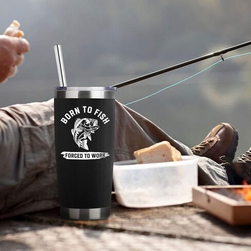 Fishing Tumbler Gifts with Handle For Men 40OZ Born to Fish Gift Stainless Steel Cups Fisherman Gifts For Dad Daddy Fish Mugs with Fish Father Day's Gift from Daught Son in Saudi Arabia