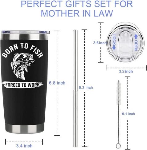 Fishing Tumbler Gifts with Handle For Men 40OZ Born to Fish Gift Stainless Steel Cups Fisherman Gifts For Dad Daddy Fish Mugs with Fish Father Day's Gift from Daught Son in Saudi Arabia