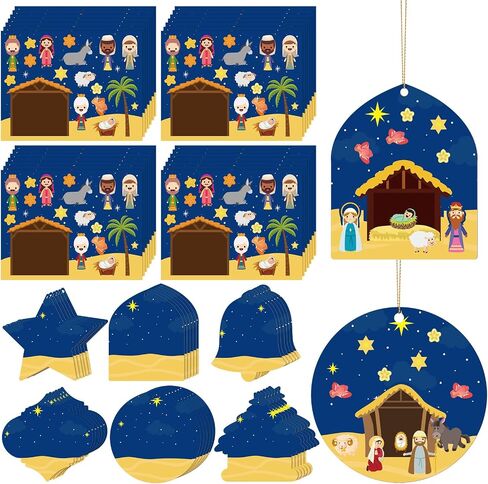 Set of 18 Make a Nativity Scene Sticker Funny Christmas Crafts for Kids Jesus Stickers Nativity Scene Religious Stickers Build Your Own Christmas Crafts for Christmas Party Classroom Activity Favors in Saudi Arabia