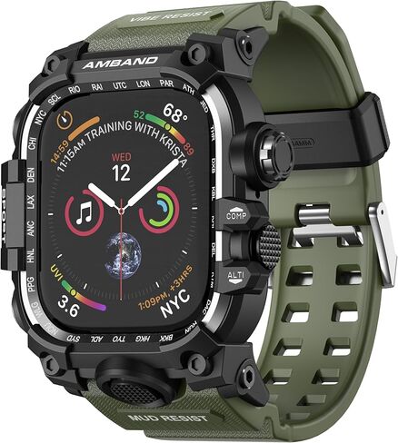 جراب متين من amBand M3 مع حزام مصمم لساعة Apple Series SE2/SE/6/5/4 مقاس 44 ملم - أسود in Kuwait