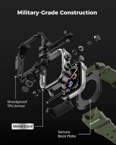 جراب متين من amBand M3 مع حزام مصمم لساعة Apple Series SE2/SE/6/5/4 مقاس 44 ملم - أسود in Kuwait