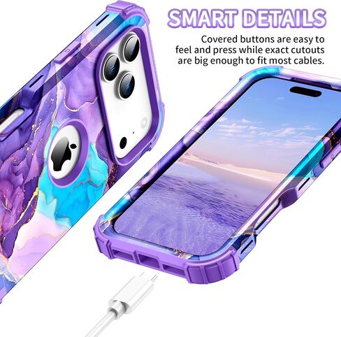 for iPhone 17 Pro Max Case,Three Layer Heavy Duty Shockproof Hybrid Hard Plastic Bumper Soft Silicone Rubber Drop Protective Cover Case for iPhone 17 Pro Max 6.9",Purple in Saudi Arabia