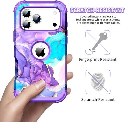for iPhone 17 Pro Max Case,Three Layer Heavy Duty Shockproof Hybrid Hard Plastic Bumper Soft Silicone Rubber Drop Protective Cover Case for iPhone 17 Pro Max 6.9",Purple in Saudi Arabia