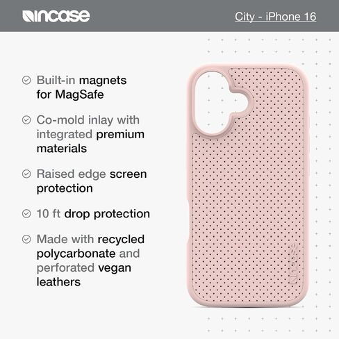 incase City Case Slim Magsafe Apple iPhone 16 ، غطاء وقائي مع حماية مسرح 10 أقدام رفعت الحواف المحسنة على الشاشة (Slate Gray Gray Heleded Vegan Leather ، iPhone 16 Pro) in Kuwait