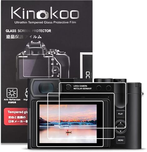 kinokoo Screen Protector for Leica Q3 Q2 Camera, 0.25 mm 9H Hardness Tempered Glass Film with High Clarity for Lecia Q2/Q3 LCD Screen Accessories- Anti-Scratch & Easy Installation (3 packs) in Kuwait