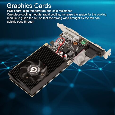 Dilwe GT730 Low Gaming Graphics Card, 2GB GDDR3 Single Fan Low Graphics Card 128bit 700 MHz/2668 MHz with PCB Board VGA, HDMI, DVI Interface for GT730 2G128bit in Saudi Arabia