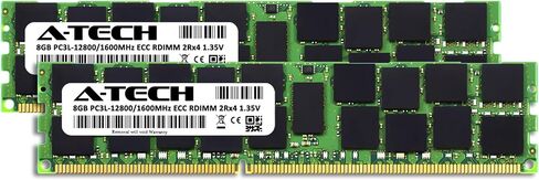مجموعة الذاكرة A -Tech 16GB (2x8GB) ذاكرة ذاكرة Dell Precision T3600 - DDR3L 1600MHz PC3-12800 ECC مسجل RDIMM 2RX4 1.35V - خادم in Saudi Arabia