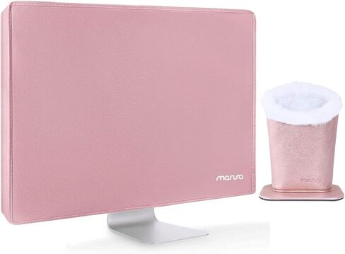 MOSISO Eyeglasses Holder Plush Lined PU Leather Stand Case&Monitor Dust Cover 22, 23, 24, 25 inch Anti-Static Dustproof LCD/LED/HD Panel Case Computer Screen Protective Sleeve, Pink&Rose Gold in Saudi Arabia