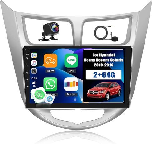 [2+32G] ستيريو سيارة Android 13 لسيارة Hyundai Verna Accent Solaris 2010-2016 مع Apple Carplay&Android Auto، راديو سيارة 9 بوصة مع وصلة مرآة بلوتوث FM/RDS WiFi GPS SWC Dual USB+كاميرا احتياطية in Kuwait