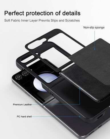 Foluu for Samsung Galaxy Z Flip 5 5G Case, Leather Case, PU Leather + Hard PC Shell Ultra Thin Slim Durable Protective Phone Case Cover for Samsung Galaxy Z Flip5 5G 2023 (Brown) in Kuwait