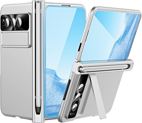 Case for Google Pixel Fold, Magnetic Hinge Protection Case with Pen Holder and Pen, Compatible with Google Pixel Fold 2023 (Silver) in Saudi Arabia