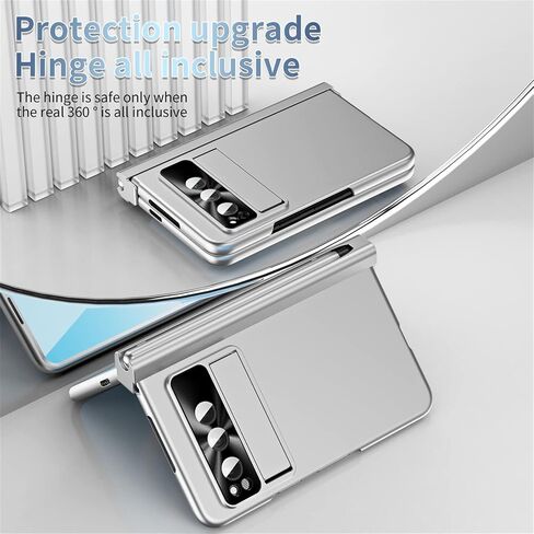 Case for Google Pixel Fold, Magnetic Hinge Protection Case with Pen Holder and Pen, Compatible with Google Pixel Fold 2023 (Silver) in Saudi Arabia