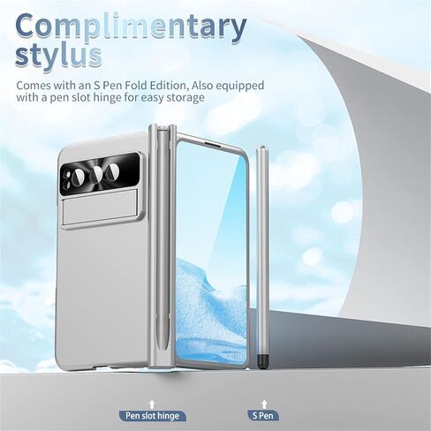 Case for Google Pixel Fold, Magnetic Hinge Protection Case with Pen Holder and Pen, Compatible with Google Pixel Fold 2023 (Silver) in Saudi Arabia
