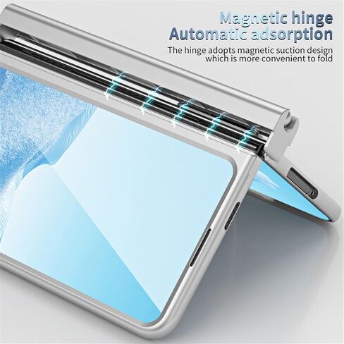 Case for Google Pixel Fold, Magnetic Hinge Protection Case with Pen Holder and Pen, Compatible with Google Pixel Fold 2023 (Silver) in Saudi Arabia