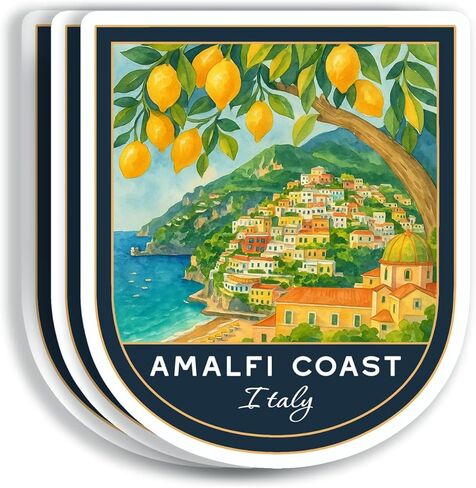 (3Pcs 3X3) Amalfi Coast Italy Stickers - Italy Travel Sticker - Amalfi Travel Gift - Tourism Souvenir - Decals for Luggage - Suitcase - Scrapbook - Laptop - Water Bottle in Saudi Arabia