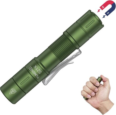 S21X Mini EDC Flashlight Rechargeable with Clip, 880 Lumens Super Bright AA Pocket Flashlight, Tactical Tail Switch & Magnet, 5 Mode Compact Light for Emergency, Outdoor, Camping(Green) in Saudi Arabia
