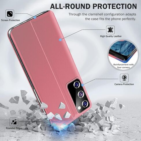 بالنسبة إلى Samsung Galaxy S20 Fe 5G Case View Leather Window Leather for Samsung S20 FE Case Slim Mirror Hard PC Kickstand Flip Galaxy Galaxy S20 FE 5G غطاء واقعي (أزرق عميق) in Kuwait