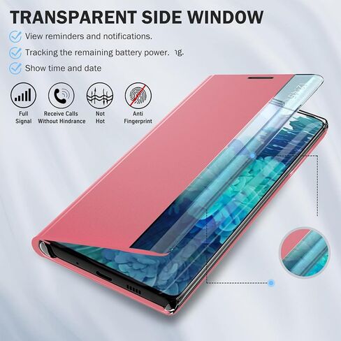 بالنسبة إلى Samsung Galaxy S20 Fe 5G Case View Leather Window Leather for Samsung S20 FE Case Slim Mirror Hard PC Kickstand Flip Galaxy Galaxy S20 FE 5G غطاء واقعي (أزرق عميق) in Kuwait