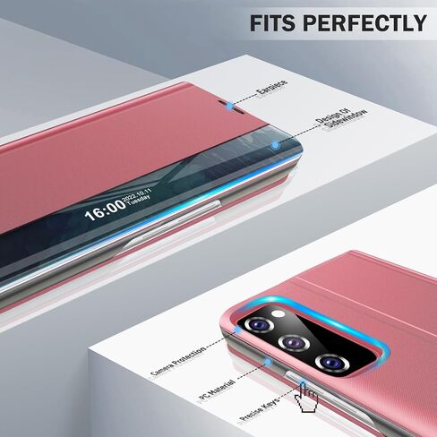 بالنسبة إلى Samsung Galaxy S20 Fe 5G Case View Leather Window Leather for Samsung S20 FE Case Slim Mirror Hard PC Kickstand Flip Galaxy Galaxy S20 FE 5G غطاء واقعي (أزرق عميق) in Kuwait