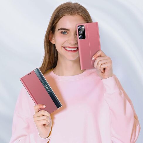 بالنسبة إلى Samsung Galaxy S20 Fe 5G Case View Leather Window Leather for Samsung S20 FE Case Slim Mirror Hard PC Kickstand Flip Galaxy Galaxy S20 FE 5G غطاء واقعي (أزرق عميق) in Kuwait