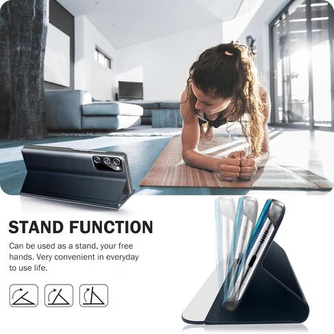بالنسبة إلى Samsung Galaxy S20 Fe 5G Case View Leather Window Leather for Samsung S20 FE Case Slim Mirror Hard PC Kickstand Flip Galaxy Galaxy S20 FE 5G غطاء واقعي (أزرق عميق) in Kuwait