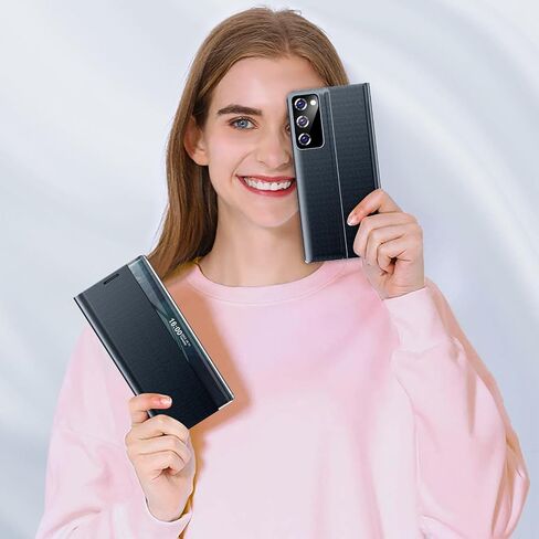 بالنسبة إلى Samsung Galaxy S20 Fe 5G Case View Leather Window Leather for Samsung S20 FE Case Slim Mirror Hard PC Kickstand Flip Galaxy Galaxy S20 FE 5G غطاء واقعي (أزرق عميق) in Kuwait