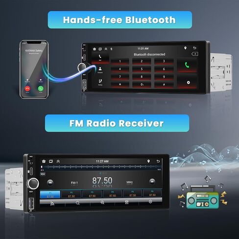 Single Din Car Stereo with Apple Carplay Android Auto,6.9 Inch IPS Touch Screen Car Stereo with Backup Camera, Car Radio Support Mirror Link Bluetooth Handsfree FM/RDS Type-C/USB EQ SWC in Saudi Arabia