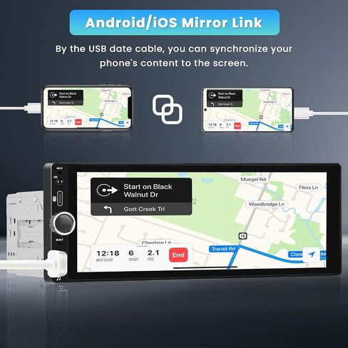 Single Din Car Stereo with Apple Carplay Android Auto,6.9 Inch IPS Touch Screen Car Stereo with Backup Camera, Car Radio Support Mirror Link Bluetooth Handsfree FM/RDS Type-C/USB EQ SWC in Saudi Arabia
