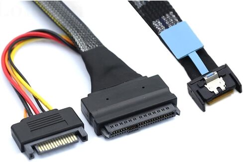 Premium Gen5 MCIO Slimline SFF-8654 4I to S/AS 8639 U.2 Adapter Cord + 15P SATA Power Cord Converter Wire Cord in Saudi Arabia