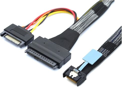 AF91-Gen5 MCIO Slimline SFF-8654 4I to S/AS 8639 U.2 Adapter Cord + 15P SATA Power Cord Converter Wire Cord in Saudi Arabia