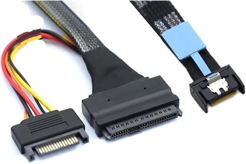 AF91-Gen5 MCIO Slimline SFF-8654 4I to S/AS 8639 U.2 Adapter Cord + 15P SATA Power Cord Converter Wire Cord in Saudi Arabia