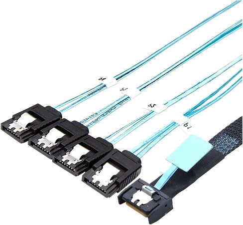 SlimSAS 8654 4I 38pin to 4X SATA Cable PCIE5.0 PCI-E Server Data Connection Cable(50cm) in Saudi Arabia
