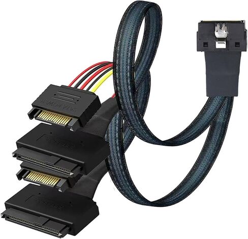 SFF-8639 U.2 NVME SSD سلك بيانات عالية السرعة ، PCI-E Slimline S/AS SFF-8654 8I مع SATA Power 1M in Saudi Arabia