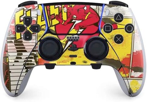 Skinit Decal Gaming Skin Compatible with PS5 DualSense Edge Pro Controller - Officially Licensed DC Comics The Flash Emblem Drip Design in Saudi Arabia