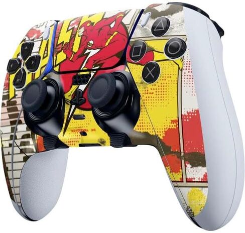 Skinit Decal Gaming Skin Compatible with PS5 DualSense Edge Pro Controller - Officially Licensed DC Comics The Flash Emblem Drip Design in Saudi Arabia